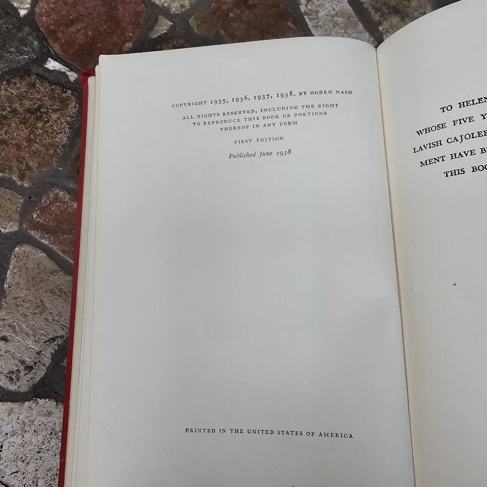 Rare Vintage 1938 Ogden Nash First Edition - 